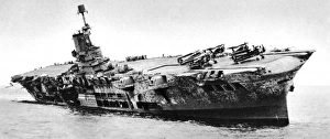 Images Dated 27th December 2004: HMS Ark Royal listing to starboard, Second World War, 1941