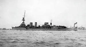 Capture Prints: HMS Caradoc, British light cruiser, Reval, post-WW1