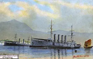 Junk Prints: HMS Diadem (China Squadron) off Hong Kong