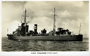Destroyer Prints: HMS Faulknor, British destroyer, WW2