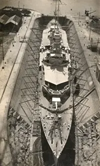 Hawkins Prints: HMS Frobisher, British heavy cruiser, in dry dock