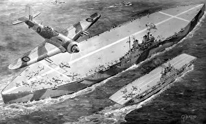 Images Dated 27th December 2004: HMS Habbakuk with HMS Indefatigable, 1946