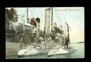 Flotilla Prints: HMS Hazard and submarine cleaning