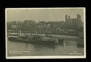 Destroyer Prints: HMS Hazard on Thames, Tower of London