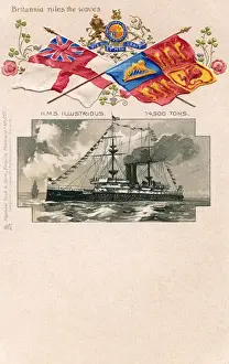 Dreadnought Prints: HMS Illustrious - Patriotic British Naval postcard