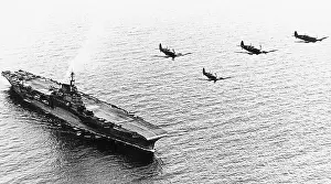 HMS Indomitable and Supermarine Seafires probably 1940s
