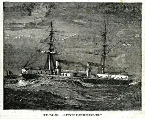 Inflexible Prints: HMS Inflexible at sea