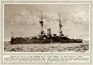 HMS Majestic battle-ship torpedoed and sunk 1915