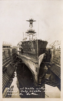 Images Dated 26th February 2016: HMS Marlborough in dry dock in Malta