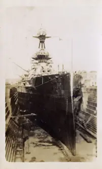 HMS Marlborough in dry dock in Malta