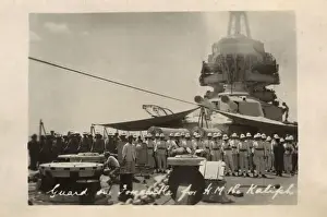 Duke Class Prints: HMS Marlborough - Forecastle Guard awaiting Sultans arrival