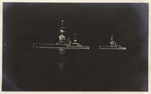 Nightime Gallery: HMS Marlborough and HMS Ajax illuminated at night