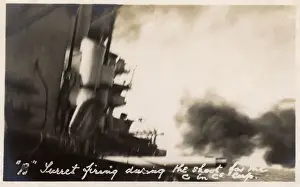 HMS Marlborough, Iron Duke-class battleship firing B Turret