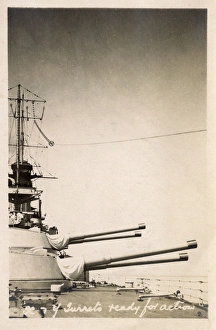 Images Dated 26th February 2016: HMS Marlborough - X and Y Turrets ready for action