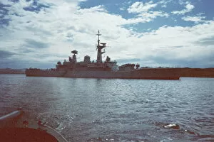 Islands Collection: HMS Minerva at Stanley harbour