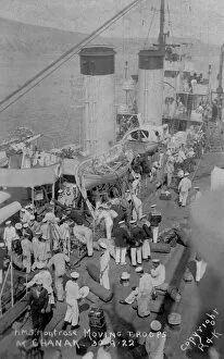 Montrose Collection: HMS Montrose at Canakkale - troops in transit
