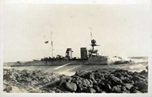 HMS Raleigh, British heavy cruiser, on rocks at Labrador
