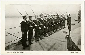 Images Dated 19th November 2019: HMS Royal Sovereign, British battleship, with sailors