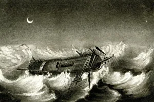 Vice Collection: HMS Theseus in a hurricane at San Domingo, West Indies