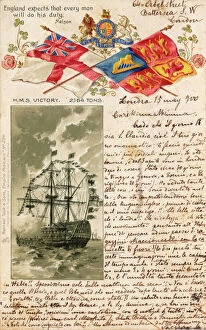 Horatio Collection: HMS Victory, Flags and Nelson Quote