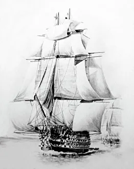 Sail Prints: HMS Victory under sail Royal Navy