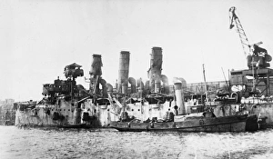 HMS Vindictive after Zeebrugge Raid, Belgium, WW1 HMS Vindictive after Zeebrugge Raid, Belgium, WW1