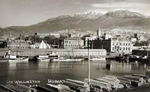 Waterfront Prints: Hobart, Tasmania, Australia - View toward Mount Wellington