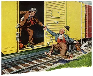Attempts Gallery: Hobos Hop Freight Train Date: 1950