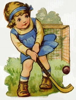 Girl playing hockey