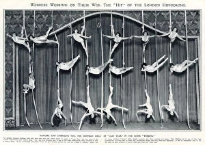 Acrobatic Collection: The Hoffman Girls performing webbing act, London Hippodrome