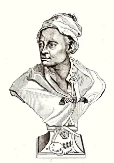 1764 Prints: Hogarth / Roubilliac Bust