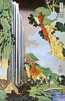 Images Dated 16th November 2015: Hokusai woodcut - The Waterfall at Ono