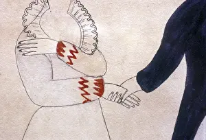 Holding Hands Fraktur Folk Art