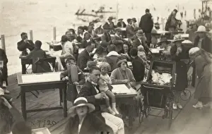 Perambulator Prints: Holidaymakers on a British Pier - seated at tables