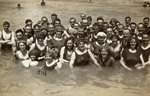 British Seaside Gallery: Holidaymakers in the sea at Margate, Kent