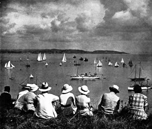 Sails Collection: Holidaymakers watching the Brixham Regatta, 1936