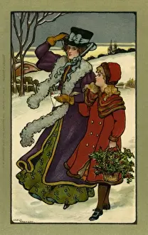 Holly gathering at Christmas