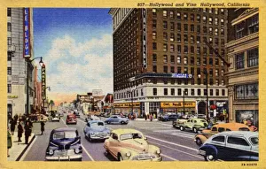 Drugs Prints: Hollywood Boulevard and Vine Street, California, USA