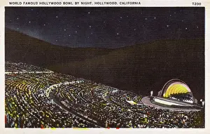Hollywood Prints: Hollywood Bowl by night, Los Angeles, California, USA