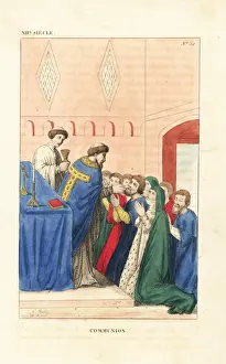 12thcentury Prints: Holy communion ceremony, 12th century