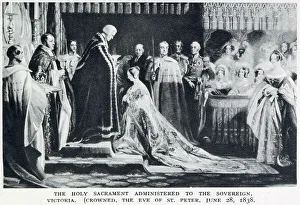 The holy sacrament administered to the sovereign, Queen Victoria, crowned the eve of St. Peter. Date: 28 June 1838
