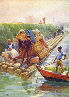 Boatman Prints: Home on a raft of logs - East Prussian Canal