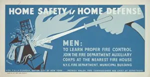 Administration Prints: Home safety is home defense Men: to learn proper fire contro