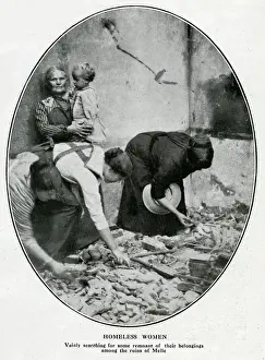 Belongings Prints: Homeless women at Melle, Belgium, WW1