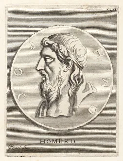 Homer Prints: Homer, Greek poet, author of the Iliad and the Odyssey, 8th cent