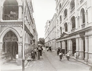 Conveyance Gallery: Hong Kong - Queens Road with pedestrians and rickshaws