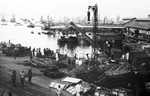Hawaii Prints: Honolulu dockyard, Hawaii, early 1900s