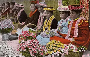 Hawaiian Prints: Honolulu, Hawaii, USA - Flower Sellers