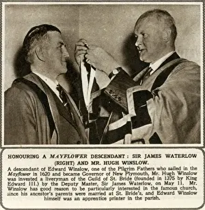 Descendants Prints: Honouring a Mayflower descendant - Sir James Waterlow (right) and Mr. Hugh Winslow