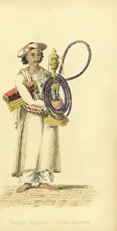 Handcoloredcopperplate Prints: Hoqqu-burdar or pipe bearer